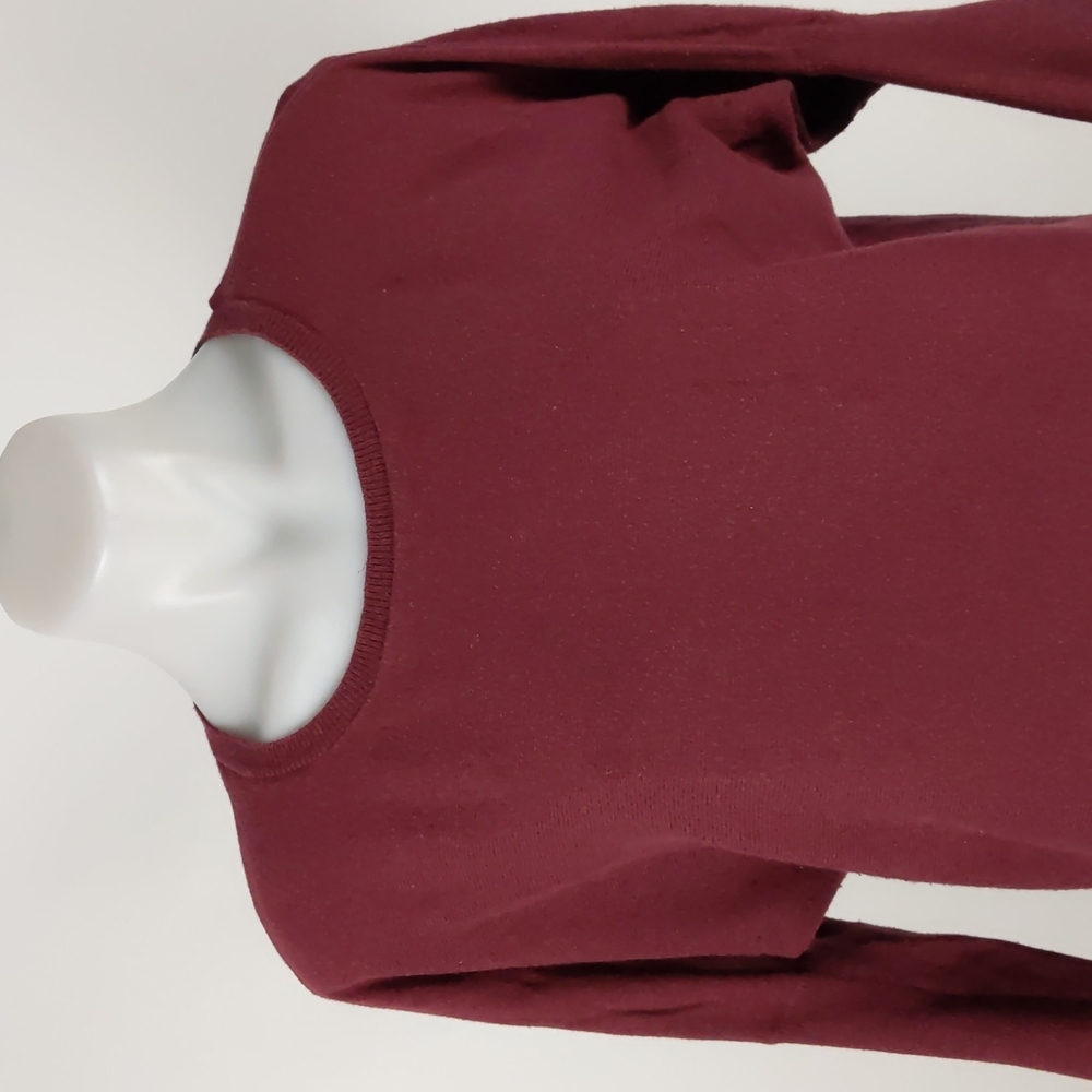 Dotti Women's Top Size Small Maroon 3/4 Sleeve Hi-Low Hem Round Neckline Jumper - Picture 3 of 14